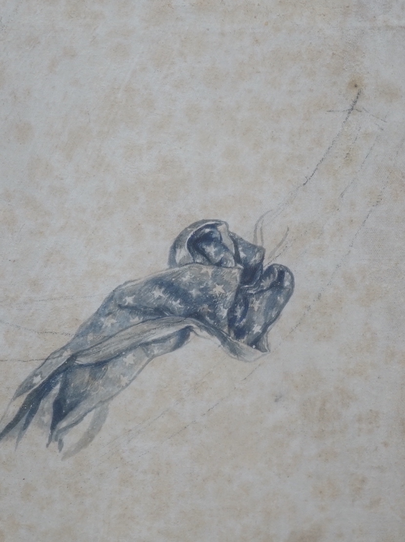 Attributed to George Frederick Watts, pencil and wash, Study of drapery, 19 x 14.5cm